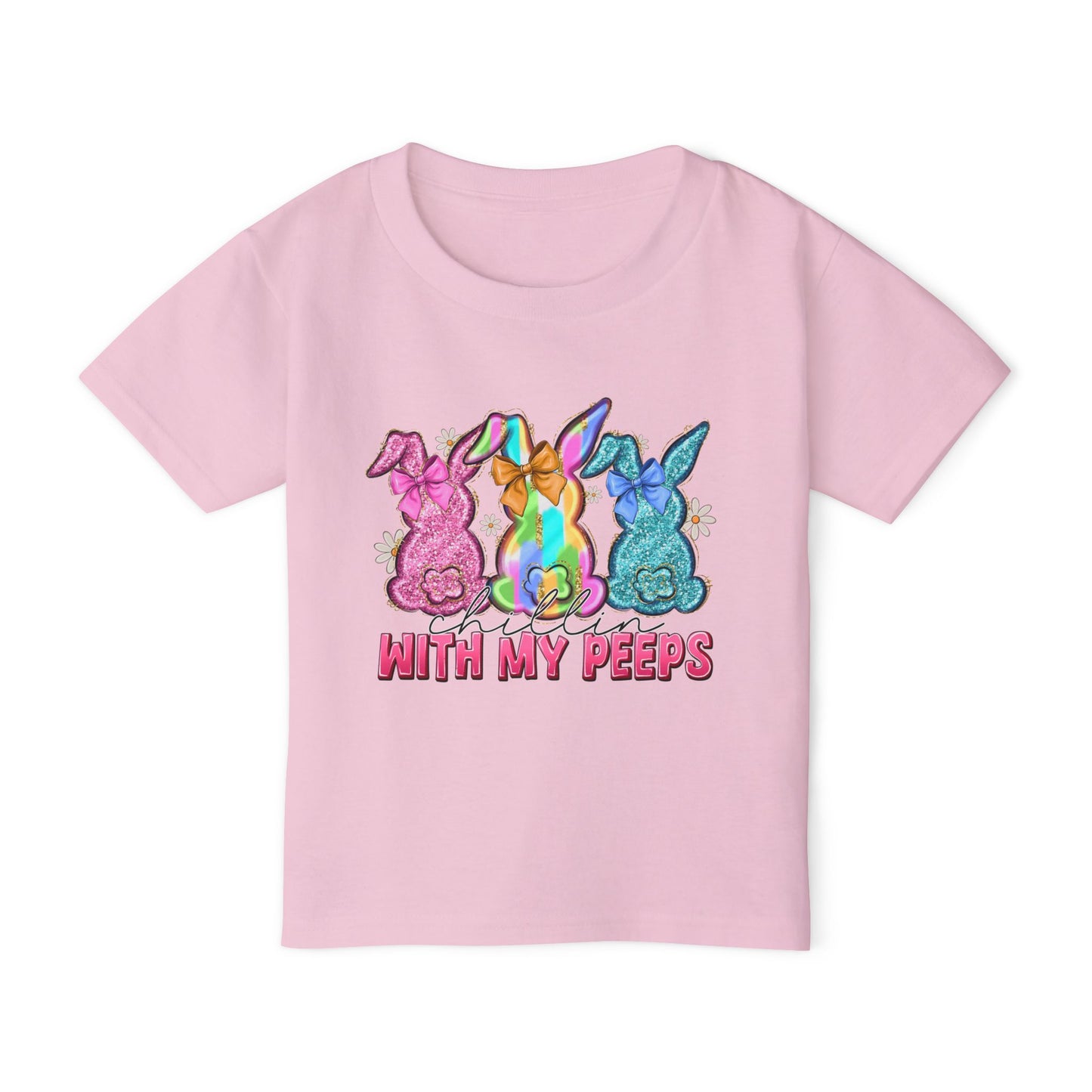 Toddler T-Shirt "With My Peeps" Colorful Easter Bunny Crew