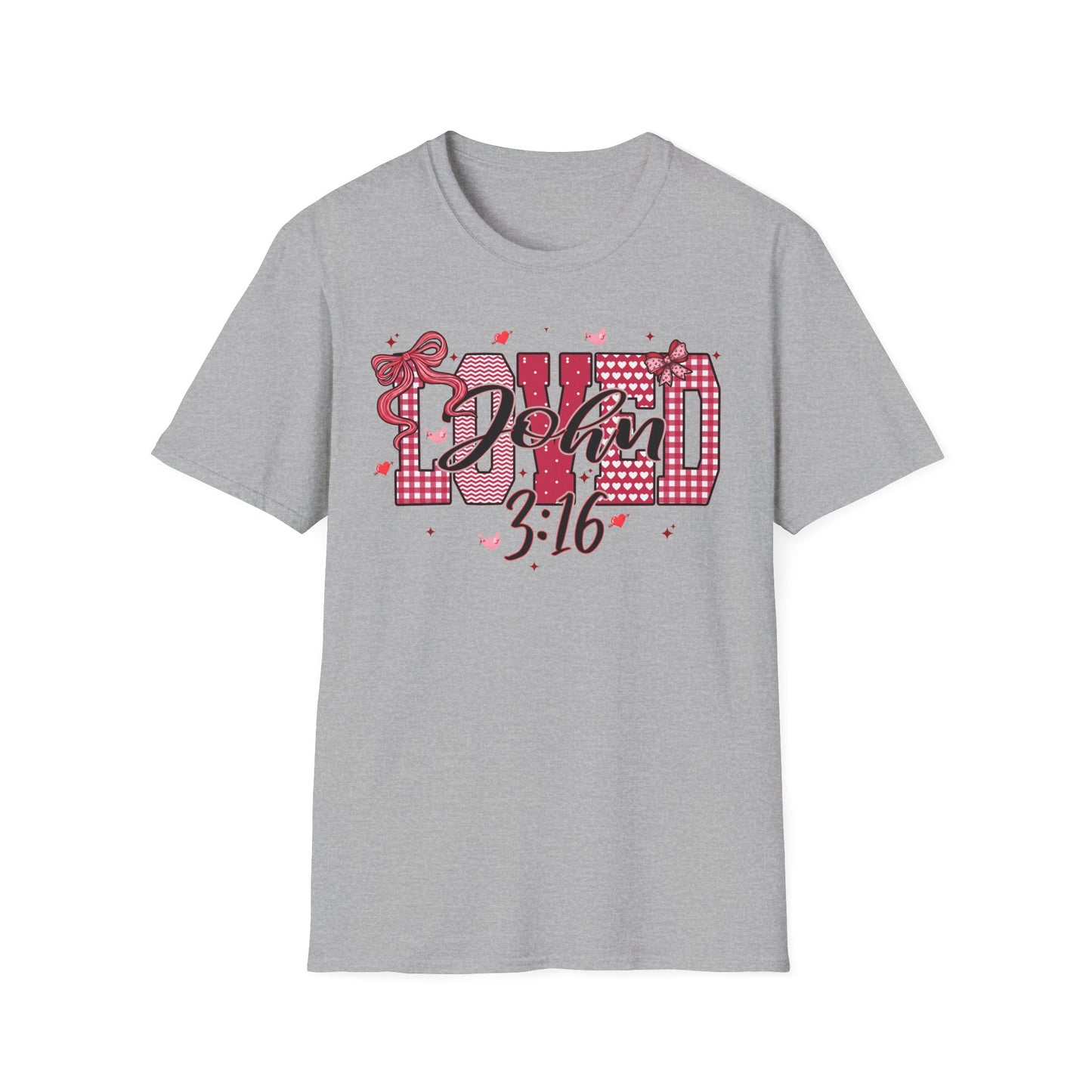 David 3:16 T-Shirt — Christian Faith Graphic Tee (Pink Plaid & Script)