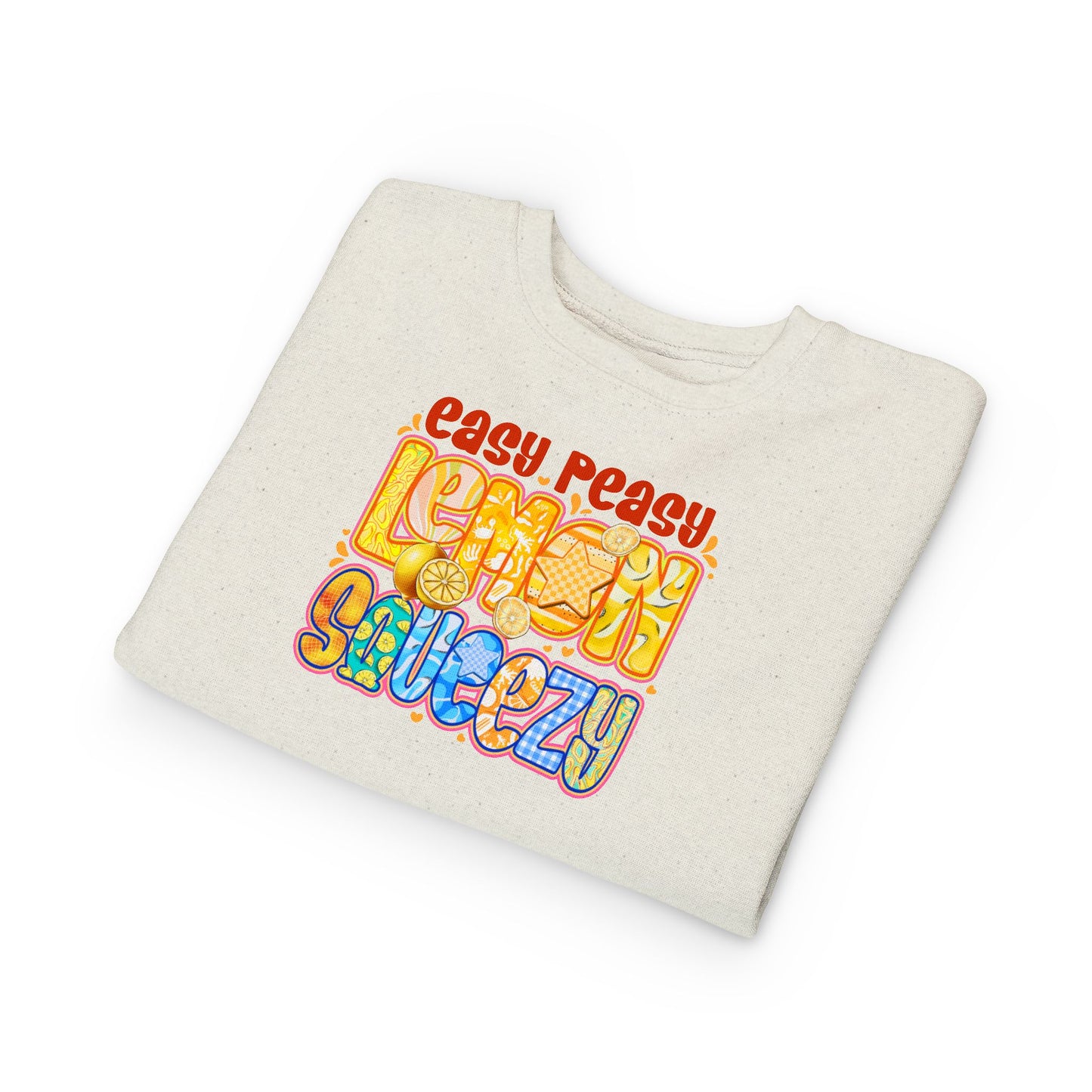 Toddler Sweatshirt - "Easy Peasy Lemon Squeezy" Colorful Retro Graphic