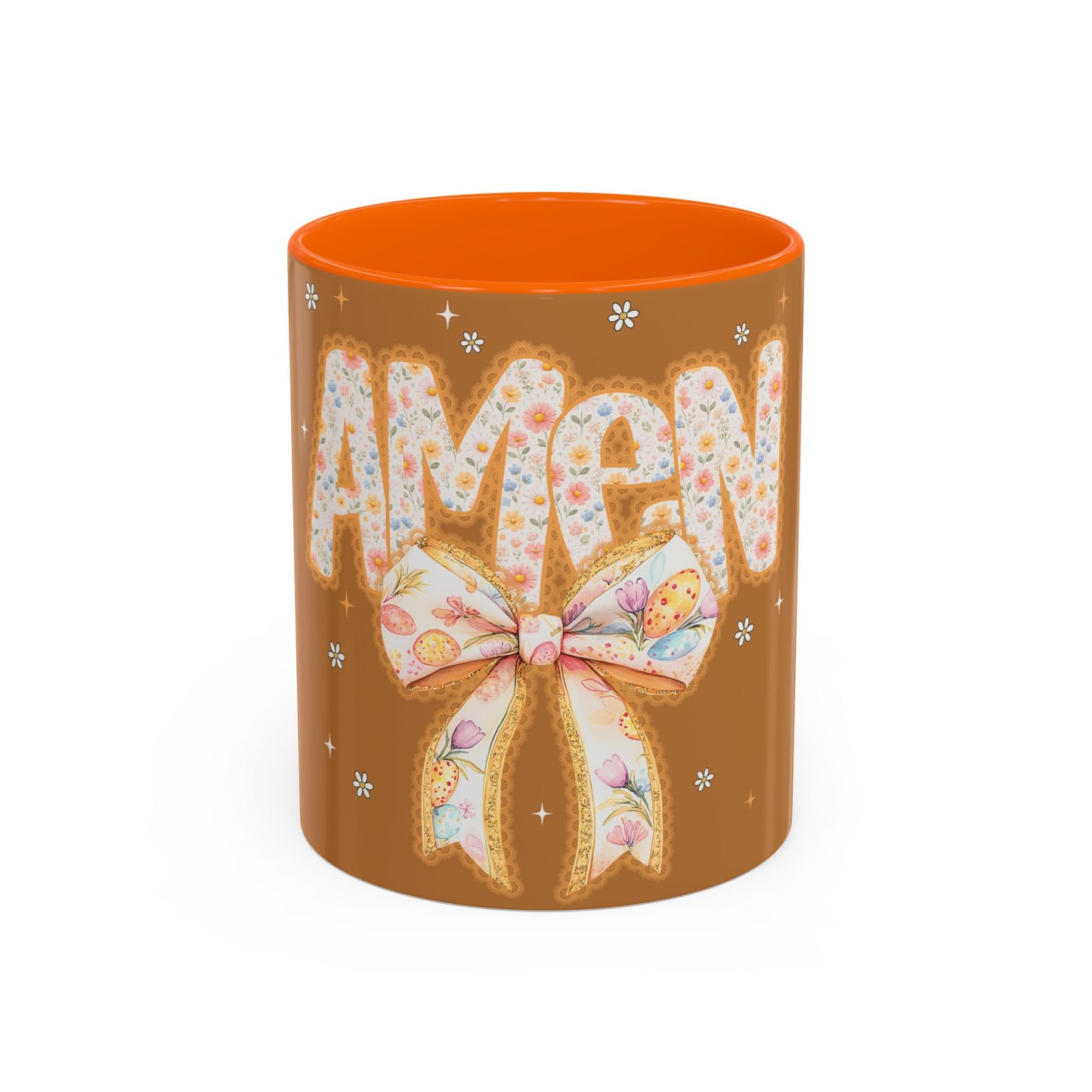 Accent Mug — 'Amen' Floral Bow Coffee Mug (11/15oz) — Faith-Inspired Gift