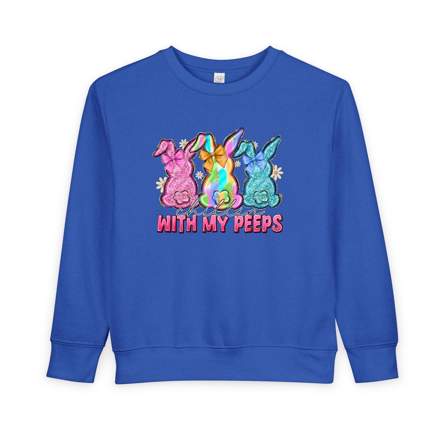 Toddler Sweatshirt - "With My Peeps" Colorful Easter Bunny Crewneck