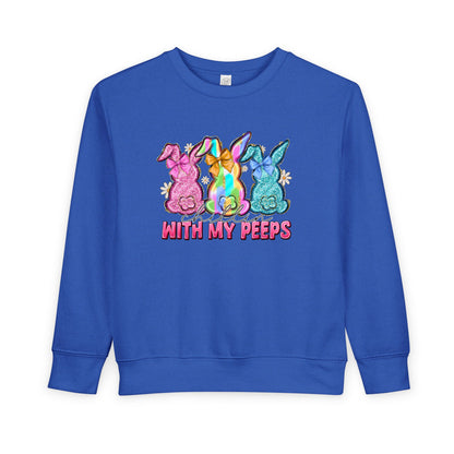 Toddler Sweatshirt - "With My Peeps" Colorful Easter Bunny Crewneck