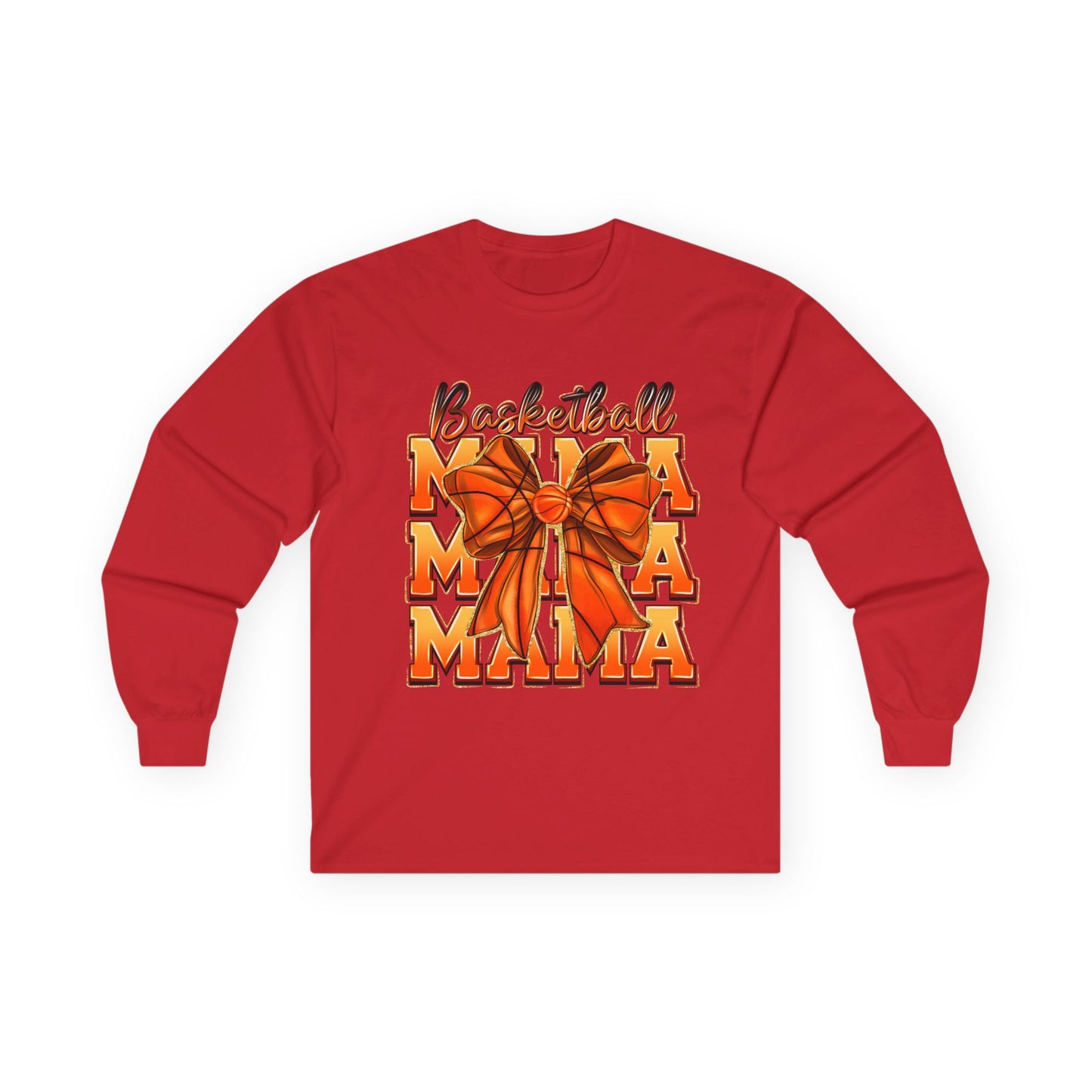 Basketball Mama Long Sleeve Tee — Orange Bow Mom Shirt