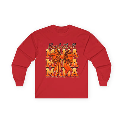 Basketball Mama Long Sleeve Tee — Orange Bow Mom Shirt