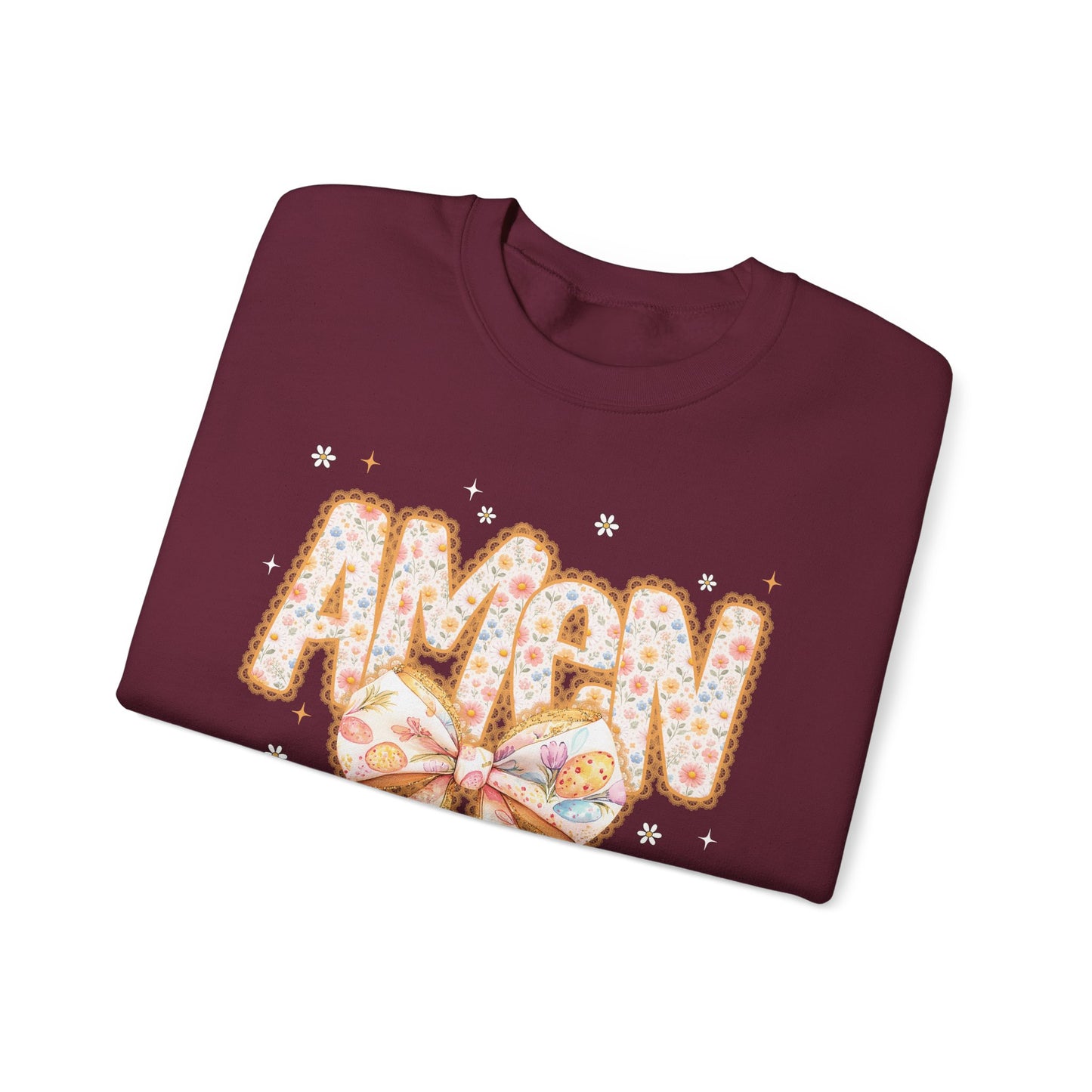 Crewneck Sweatshirt — 'AMAW' Pastel Bow Glitter Graphic