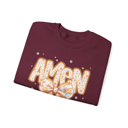 Crewneck Sweatshirt — 'AMAW' Pastel Bow Glitter Graphic