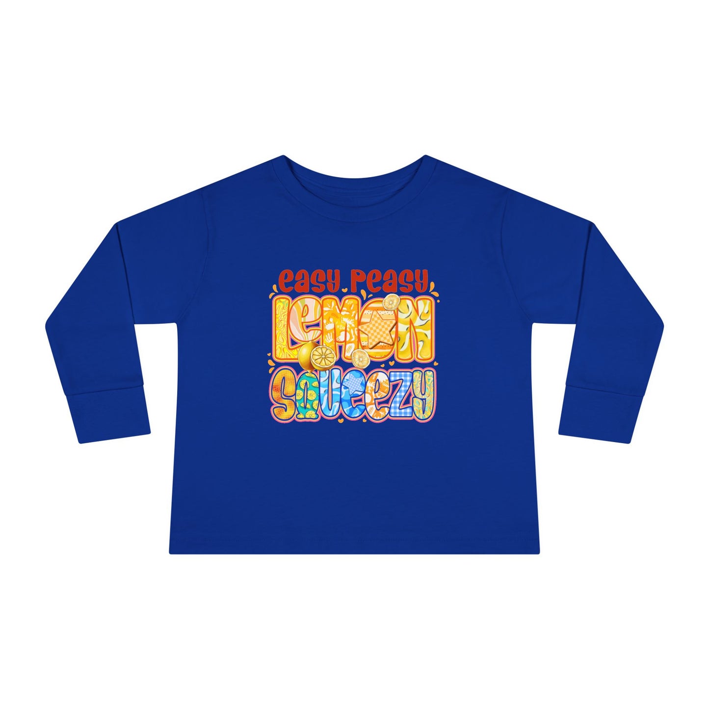 Easy Peasy Lemon Squeezy Toddler Long Sleeve Tee – Playful Citrus Graphic Shirt for Kids