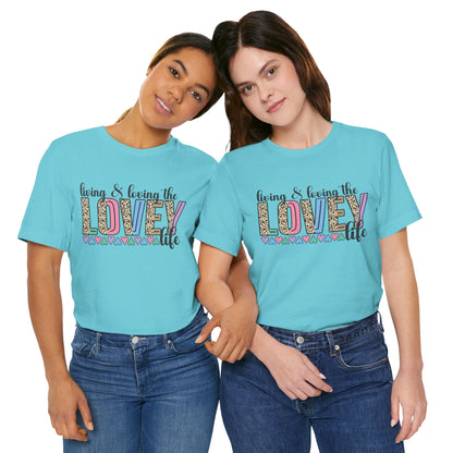 Living & Loving the LOVE Life T-Shirt — Colorful Leopard Print Hearts Tee