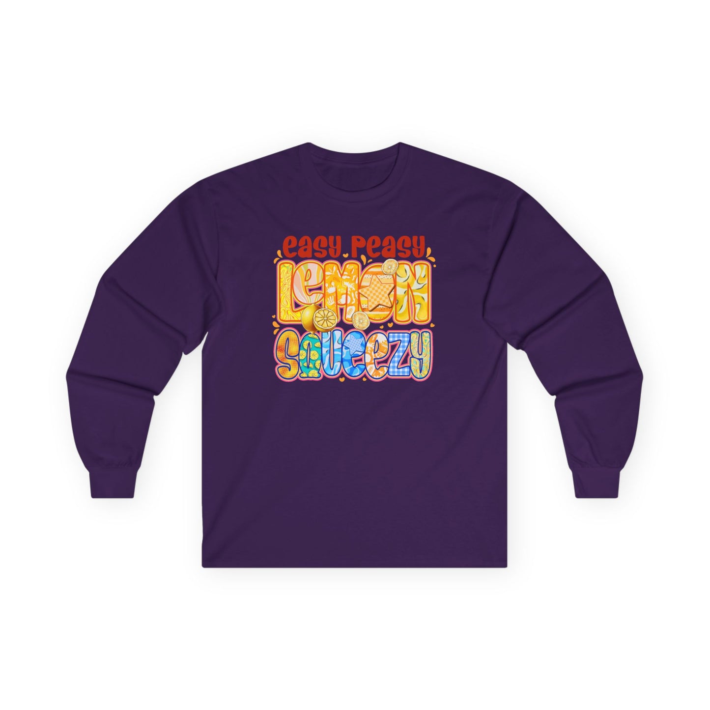 Easy Peasy Lemon Squeezy Long Sleeve Tee — Retro Colorful Graphic Shirt
