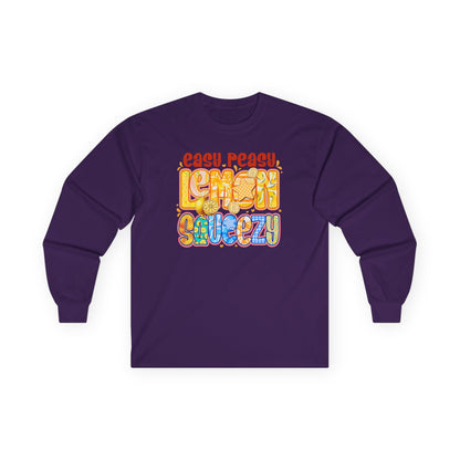 Easy Peasy Lemon Squeezy Long Sleeve Tee — Retro Colorful Graphic Shirt