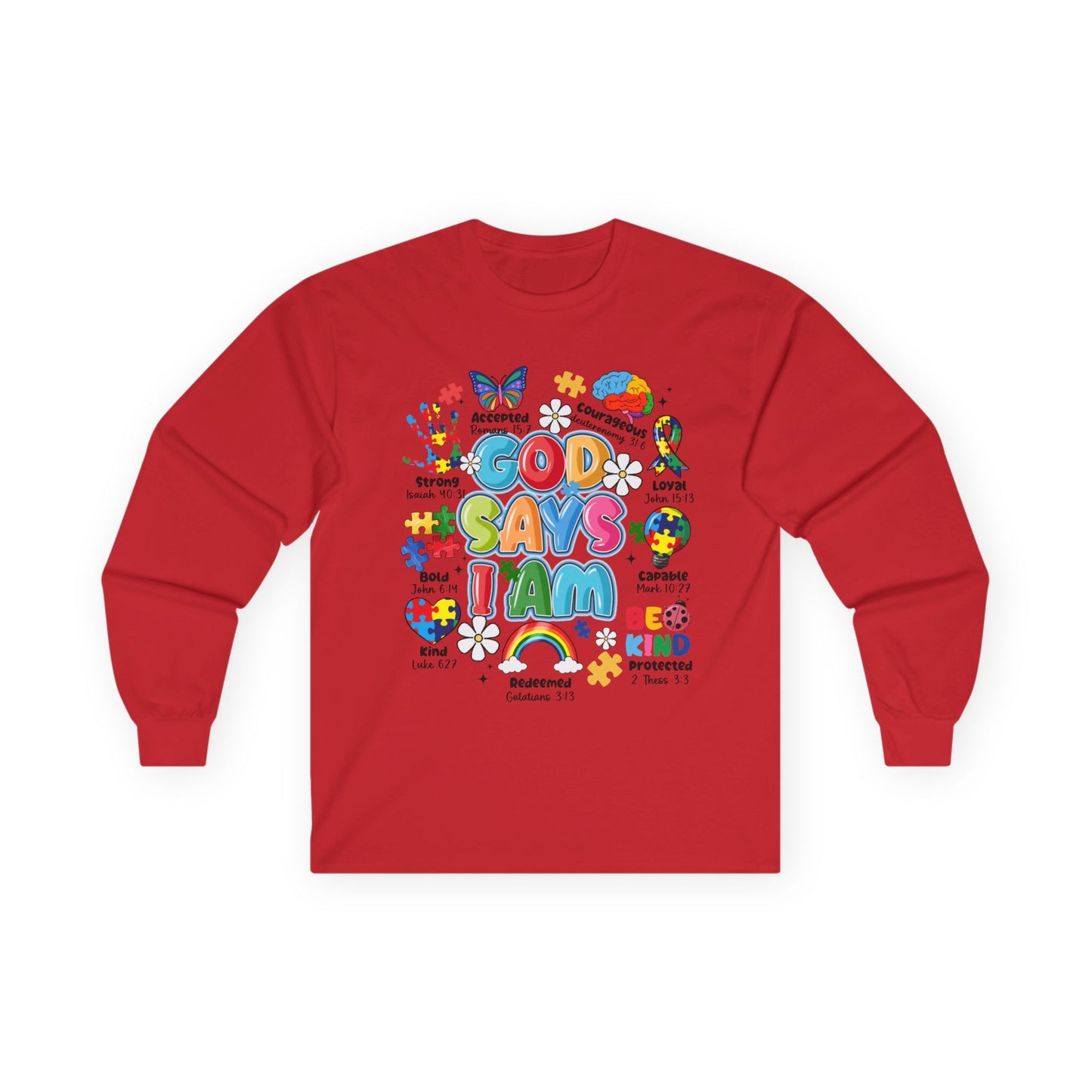 God Says I Am Long Sleeve Tee — Positive Christian Kids Faith Shirt