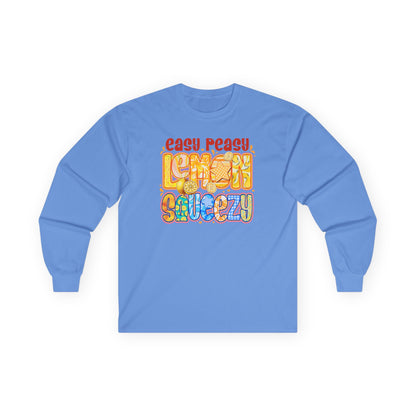 Easy Peasy Lemon Squeezy Long Sleeve Tee — Retro Colorful Graphic Shirt
