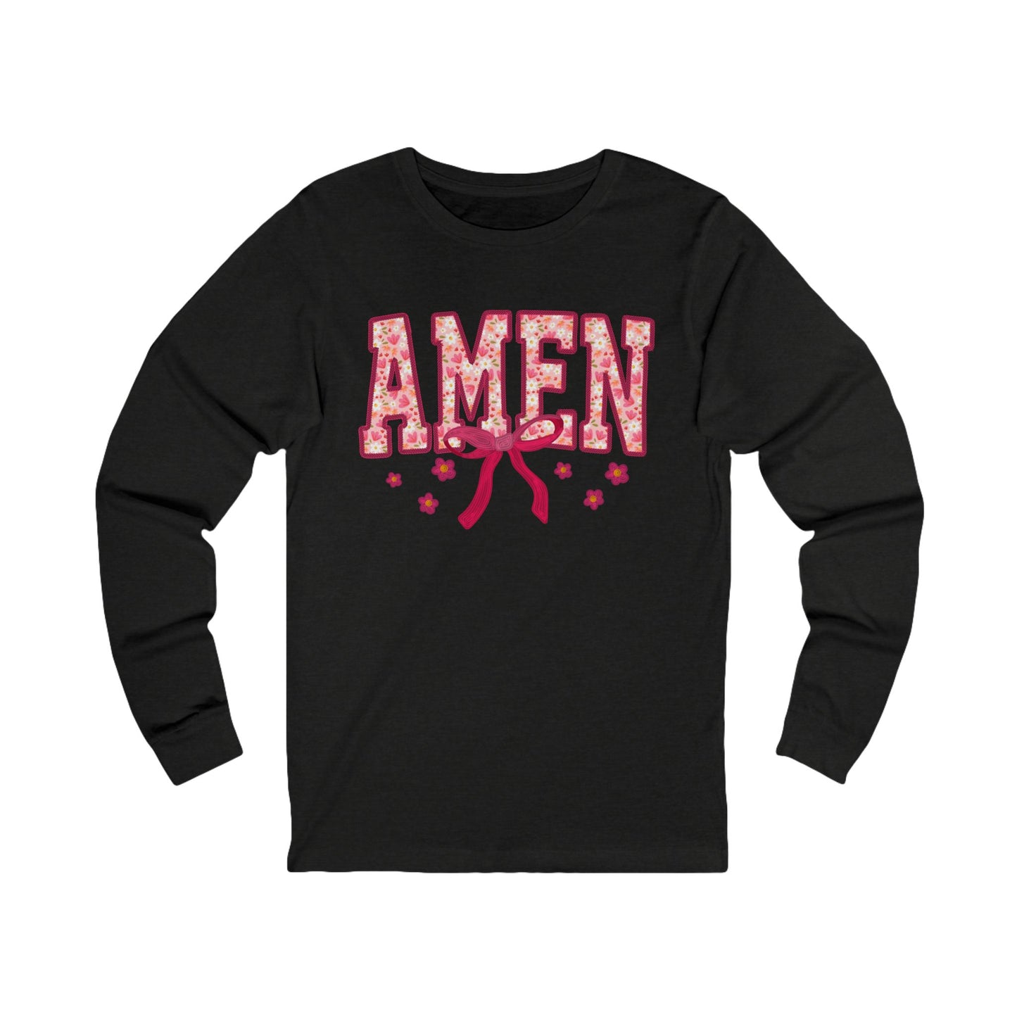 Amen Floral Long Sleeve Tee — Christian Faith Graphic Shirt