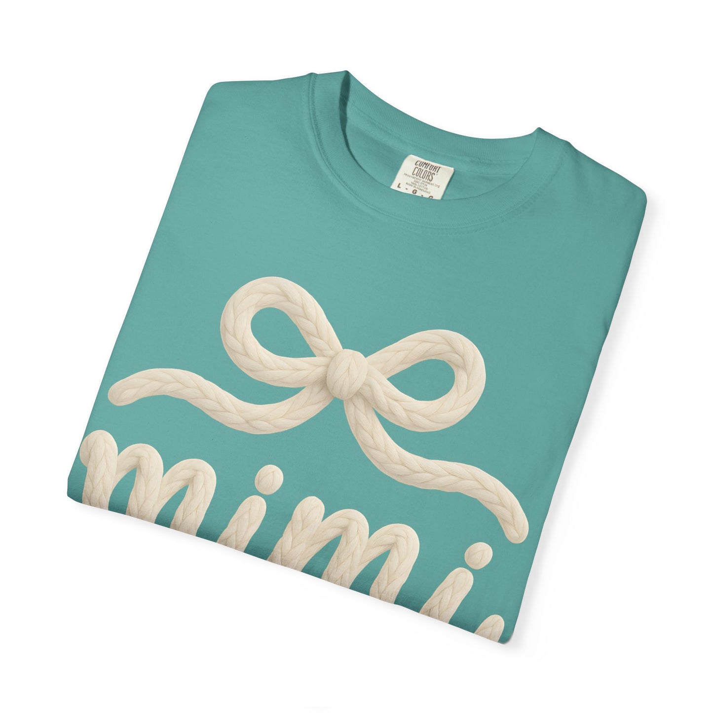 Mimi Bow Script T-Shirt — Soft Cream Knit Lettering Gift Tee