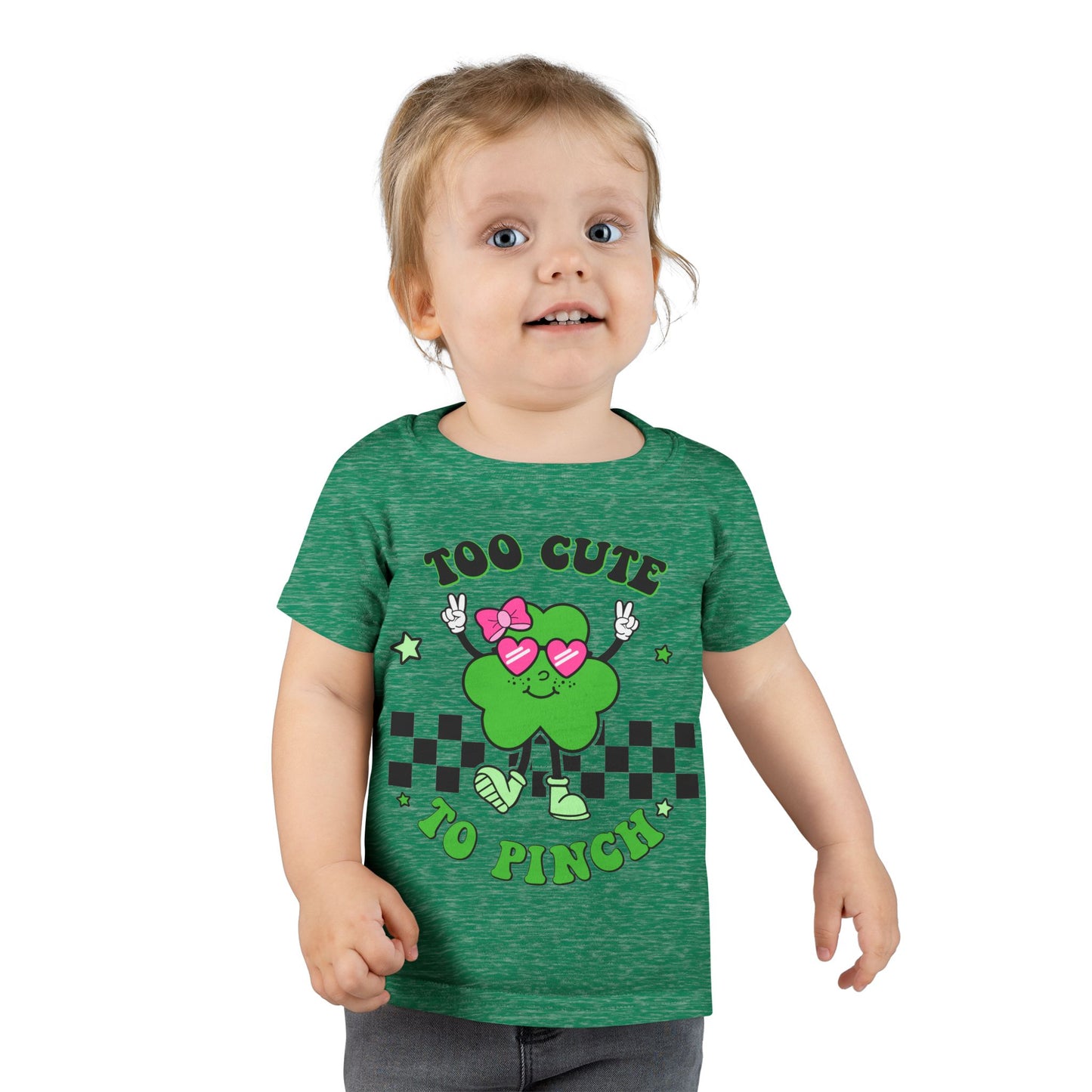 Toddler T-shirt — "Too Cute to Pinch" St. Patrick's Day Shamrock Tee