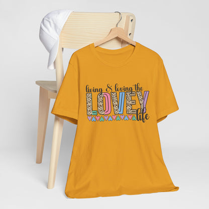 Living & Loving the LOVE Life T-Shirt — Colorful Leopard Print Hearts Tee