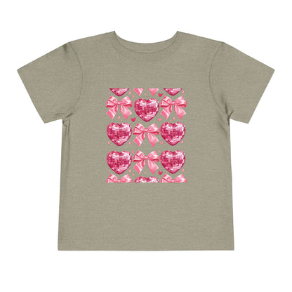 Toddler Tee - Pink Heart & Bow Pattern Valentine Shirt