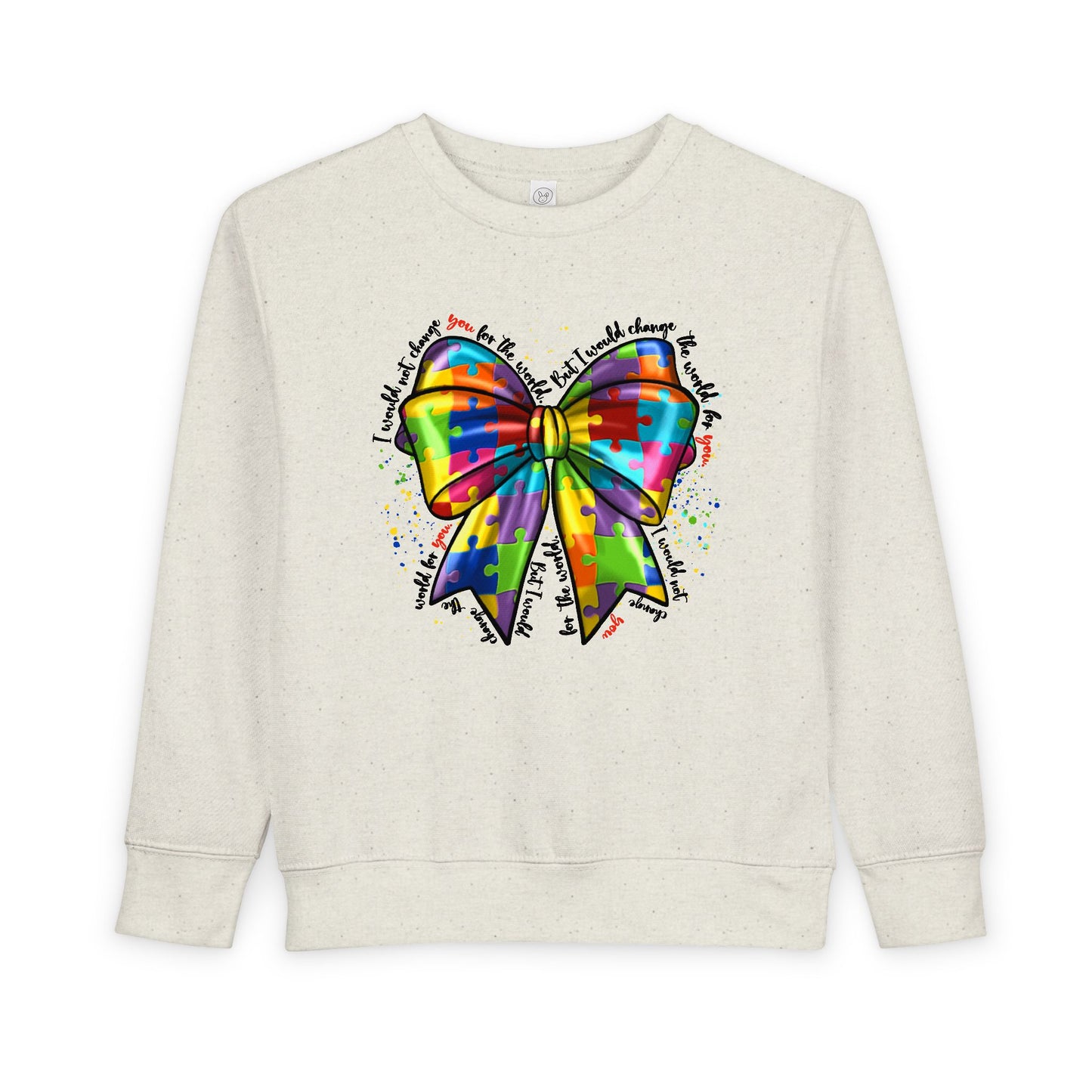 Rainbow Bow Toddler Sweatshirt — Colorful Tie-Dye Bow Graphic for Kids