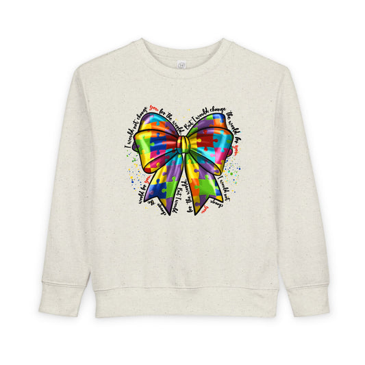 Rainbow Bow Toddler Sweatshirt — Colorful Tie-Dye Bow Graphic for Kids