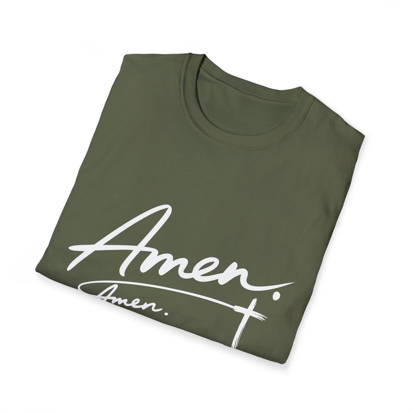 Amen Script T-Shirt — Faith-Inspired Christian Tee with Cross