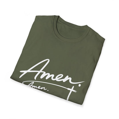 Amen Script T-Shirt — Faith-Inspired Christian Tee with Cross