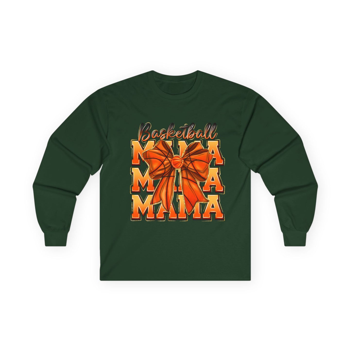 Basketball Mama Long Sleeve Tee — Orange Bow Mom Shirt