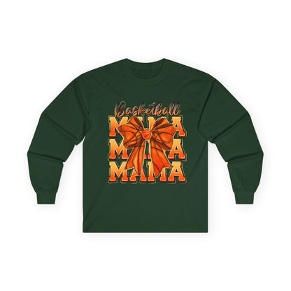 Basketball Mama Long Sleeve Tee — Orange Bow Mom Shirt