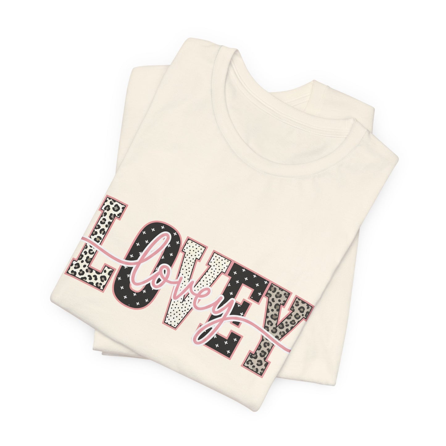 Lovey Mom T-Shirt — 'Lovely' Script Over 'MOM' Leopard Print Tee