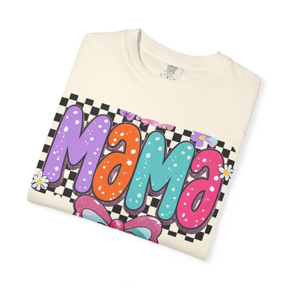 Mama Graphic T-Shirt — Colorful Retro Bow Design- COMFORT COLORS
