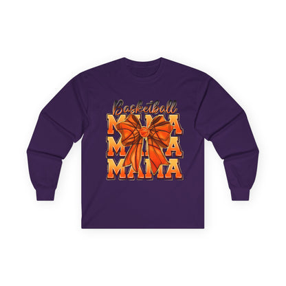 Basketball Mama Long Sleeve Tee — Orange Bow Mom Shirt