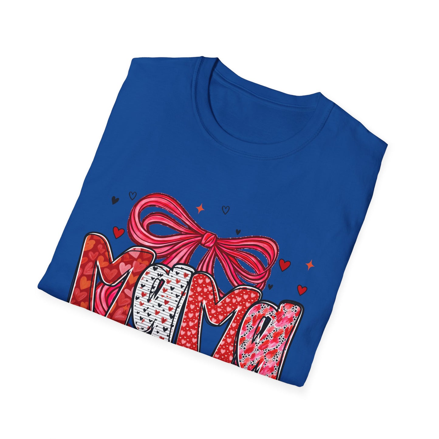 Mama Heart Graphic T-Shirt — Cute Floral ‘MAMA’ Design with Ribbon (Mother’s Day Gift)