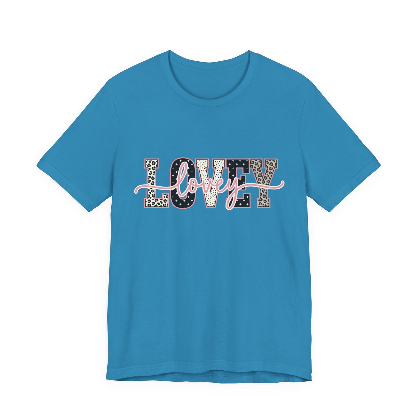 Lovey Mom T-Shirt — 'Lovely' Script Over 'MOM' Leopard Print Tee