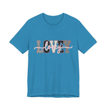 Lovey Mom T-Shirt — 'Lovely' Script Over 'MOM' Leopard Print Tee