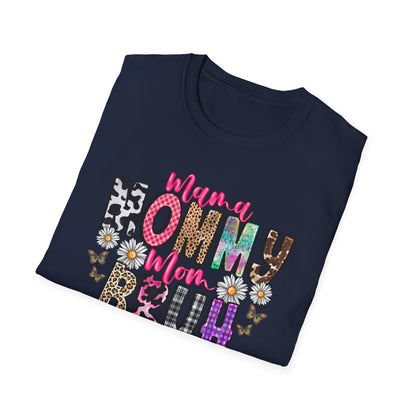 Mommy Brűh Graphic T-Shirt — Colorful Leopard & Floral Mom Shirt