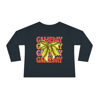 Gameday Toddler Long Sleeve Tee – Cheer Bow Football Fan Shirt