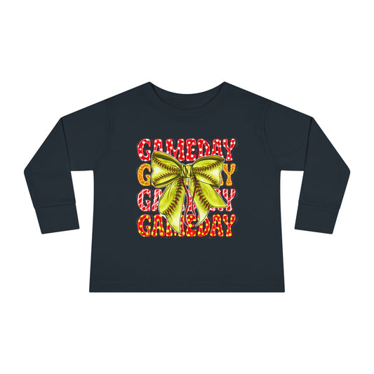 Gameday Toddler Long Sleeve Tee – Cheer Bow Football Fan Shirt