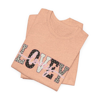 Lovey Mom T-Shirt — 'Lovely' Script Over 'MOM' Leopard Print Tee