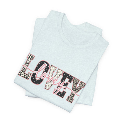 Lovey Mom T-Shirt — 'Lovely' Script Over 'MOM' Leopard Print Tee