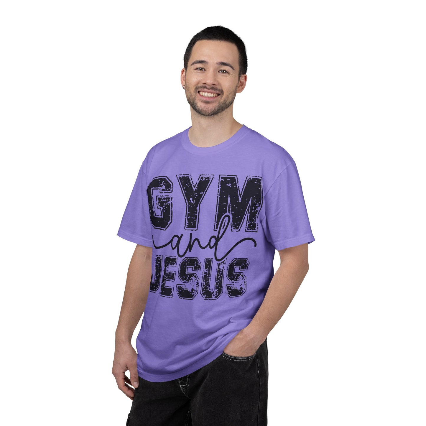 Gym and Jesus T-Shirt – Faith & Fitness Graphic Tee- COMFORT COLORS