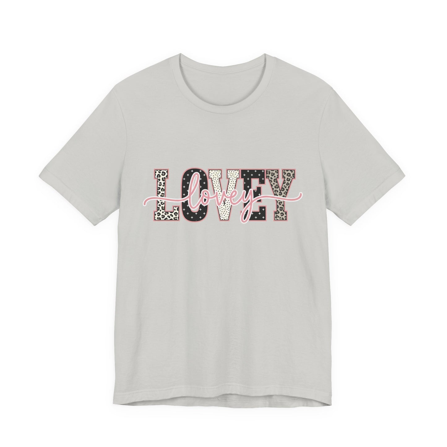 Lovey Mom T-Shirt — 'Lovely' Script Over 'MOM' Leopard Print Tee