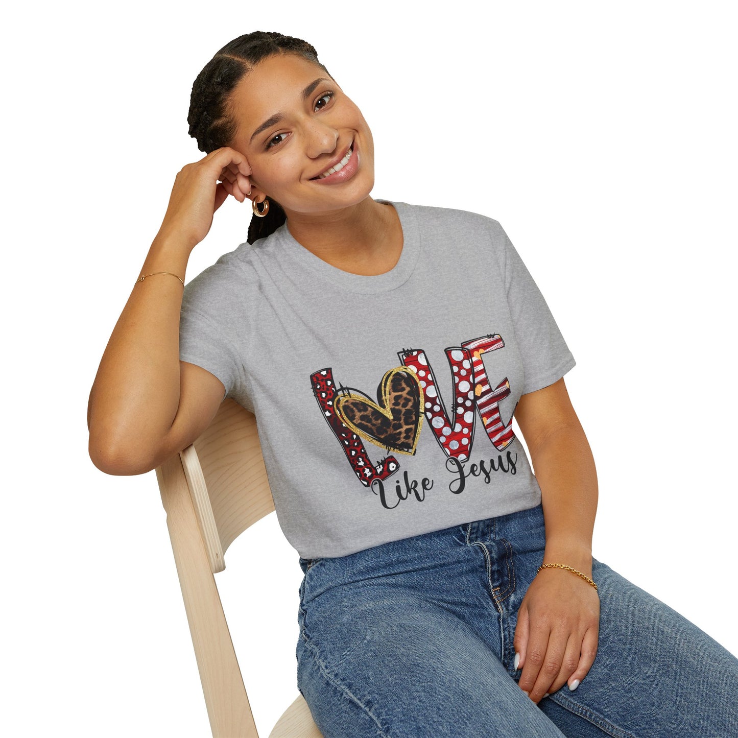 Love Like Jesus T-Shirt — Christian Faith Graphic Tee with Heart Lettering