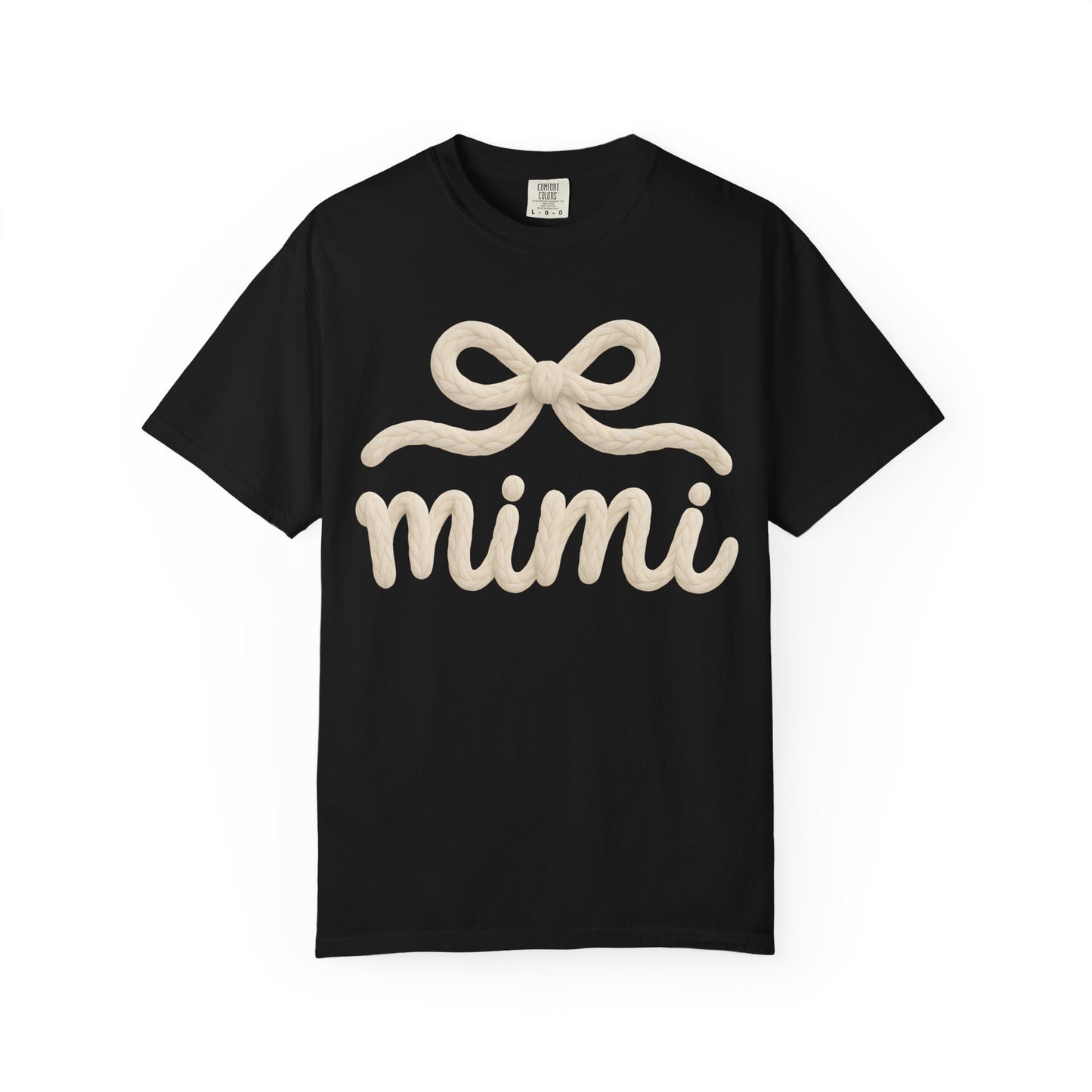 Mimi Bow Script T-Shirt — Soft Cream Knit Lettering Gift Tee