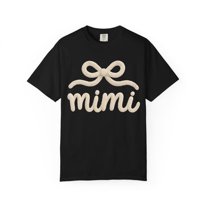 Mimi Bow Script T-Shirt — Soft Cream Knit Lettering Gift Tee