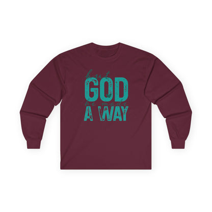Long Sleeve Tee — 'But God Made A Way' Inspirational Faith Shirt