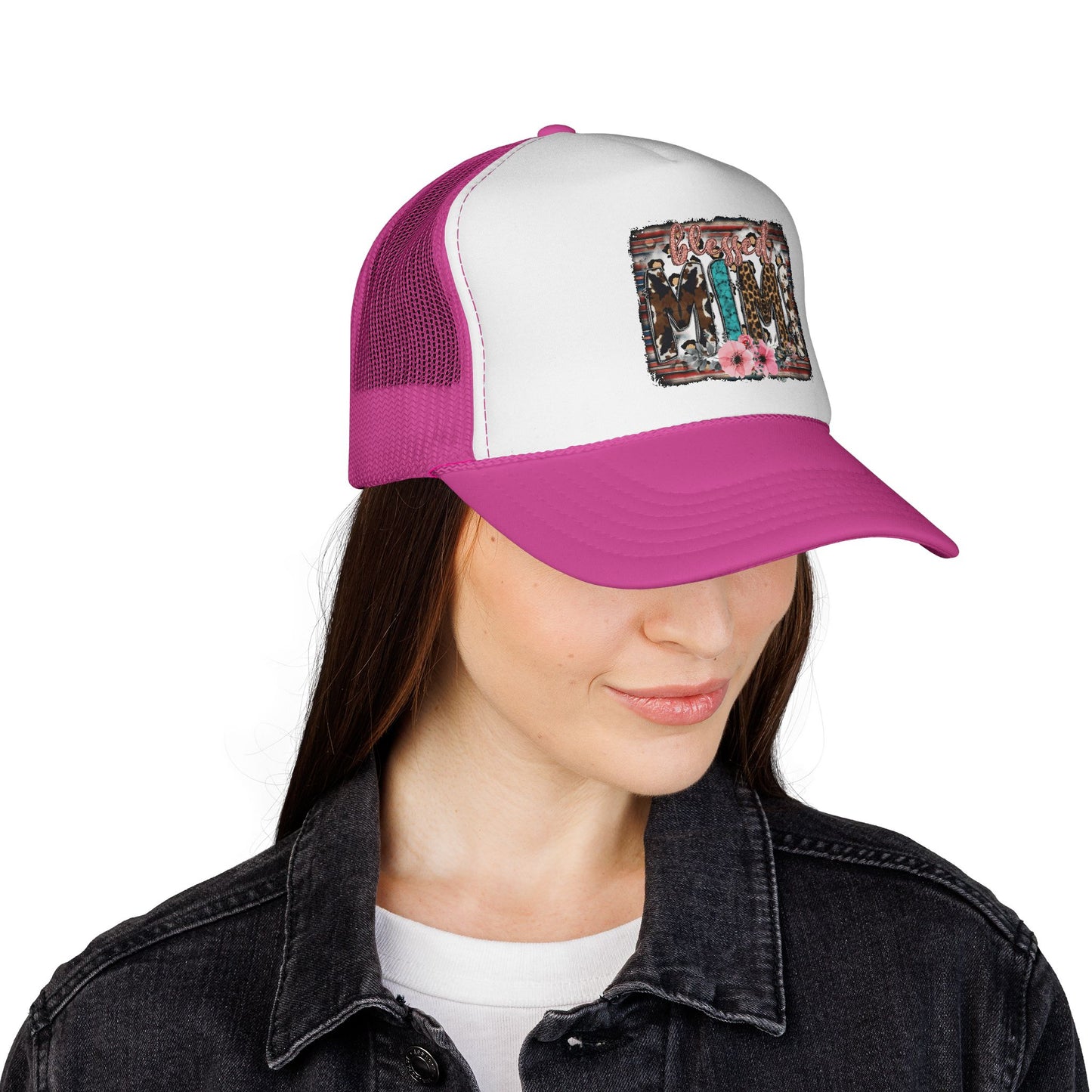 Cowgirl Trio Trucker Cap — Western Floral Graphic Mesh Hat