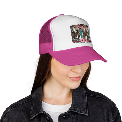 Cowgirl Trio Trucker Cap — Western Floral Graphic Mesh Hat