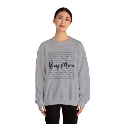 Boy Mom Crewneck Sweatshirt — Script Text Design for Proud Mothers