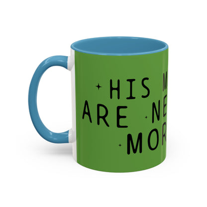 Green Accent Coffee Mug — "New Mercies Every Morning" Inspirational Tea & Coffee Cup