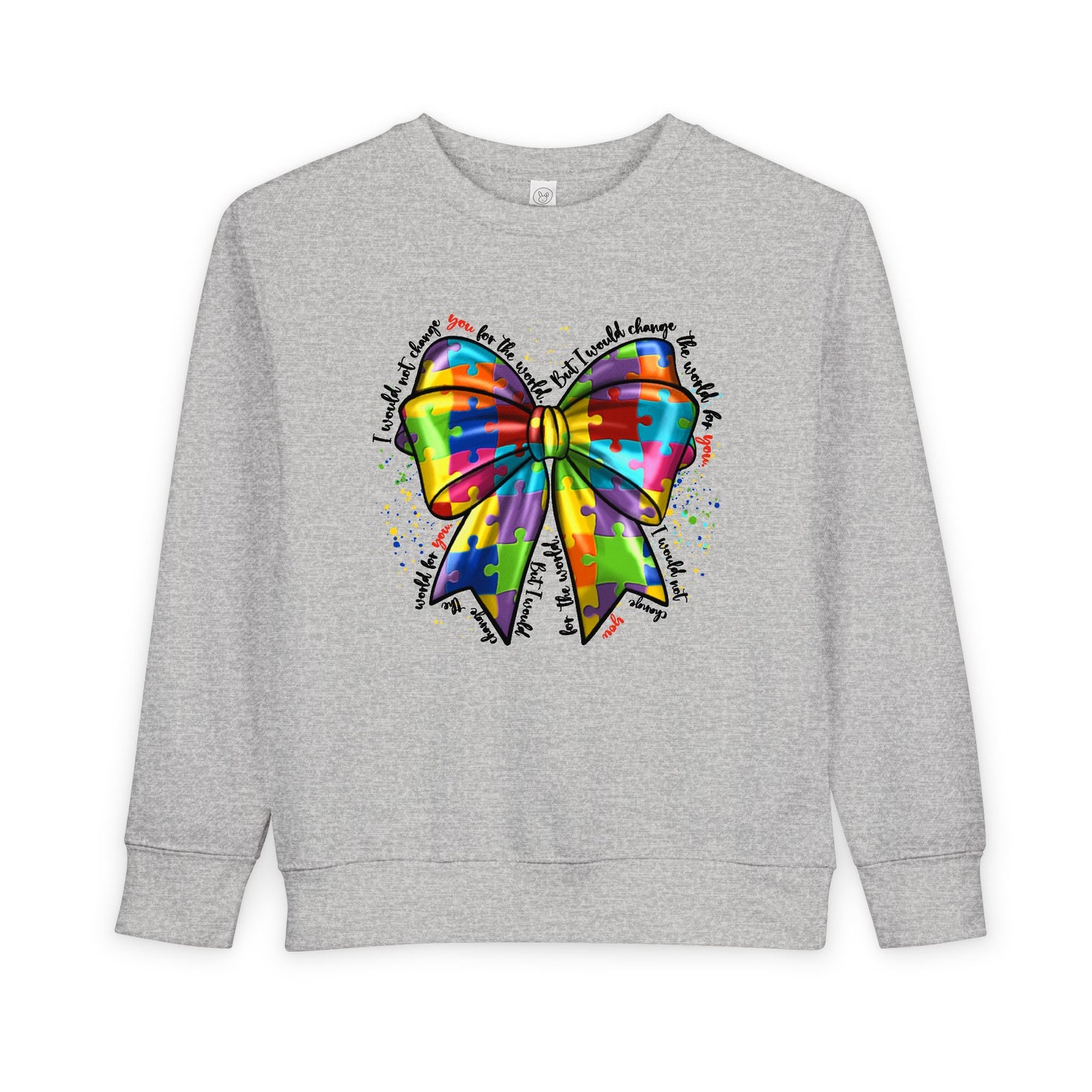 Rainbow Bow Toddler Sweatshirt — Colorful Tie-Dye Bow Graphic for Kids