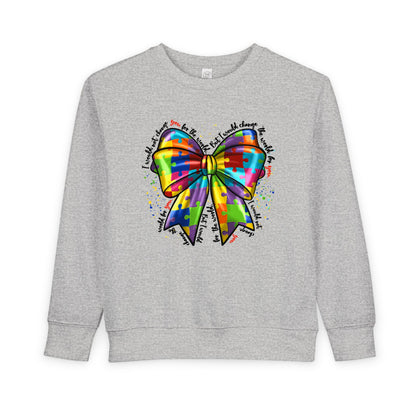 Rainbow Bow Toddler Sweatshirt — Colorful Tie-Dye Bow Graphic for Kids